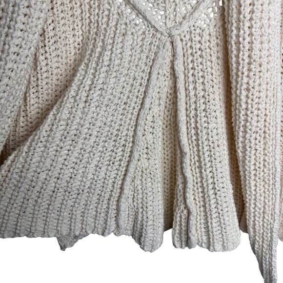 Pure Handknit for Fresh Produce Ivory Open Front Cardigan 100% Cotton Womens M/L - Picture 6 of 9